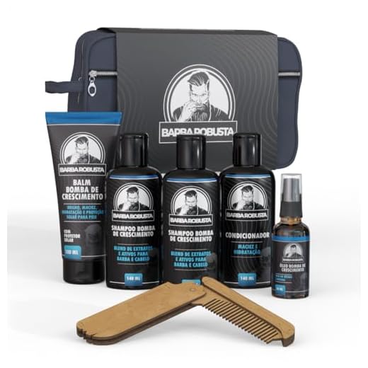 Barba Robusta Kit Barba Shampoos Condicionador Balm Óleo Pente Necessaire Produtos com Ativos para Acelerar o Crescimento da Barba e Cuidar