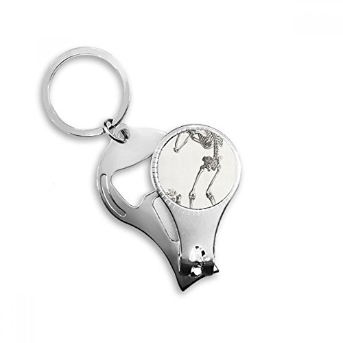 Porte-clés décapsuleur squelette anatomique en métal pour homme et femme