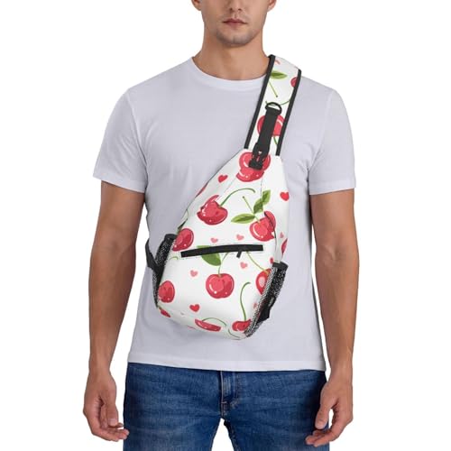 Bolso bandolera con patrón de corazones cherries, unisex miniatura 7