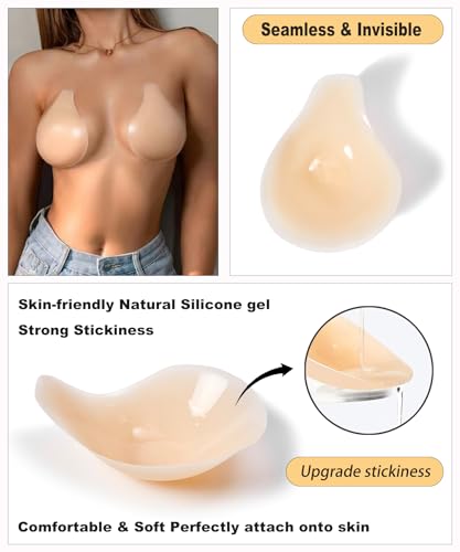 Image of Bontierie Nipple Covers Sticky Push up Bra Added Lift Seamless Ultra-Thin Pasties Women Adhesive Bras