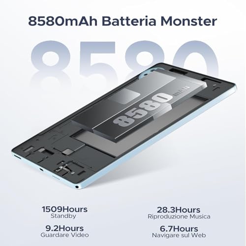 Doogee U11 Tablet Android 16, Tablet 11 Pollici, Gemini Ai, 16GB Ram + 128GB ROM/2TB Tf, 8580Amh, 7.9Mm Thin, T7200 Octa-Core, 90Hz 13MP, Support Face Unlock/Gps Blu - 5