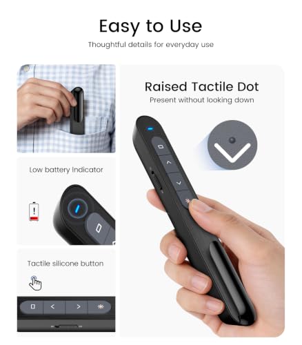 Image of Wireless Presenter, Hyperlink Volume Control Presentation Clicker RF 2.4GHz USB PowerPoint Clicker Presentation Remote Control Pointer Slide Advancer (Black)