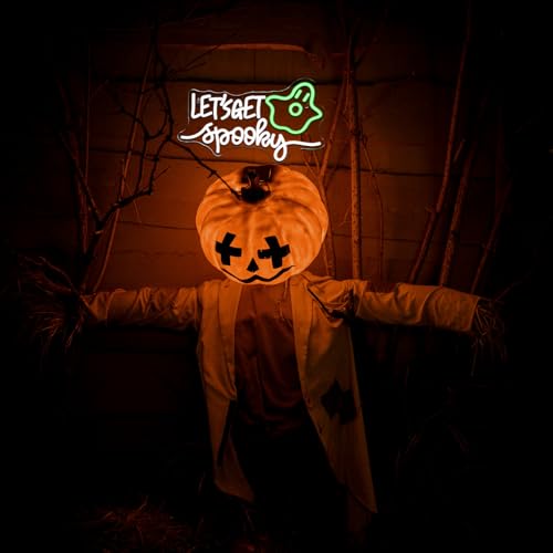 Image of Let's Get Spooky Neon Sign Led Neon Lights for Wall Decor Halloween Light Up Signs for Game Room Bedroom Home Beer Bar Club Man Cave Shop Decorations Gifts For Kids