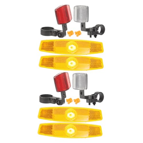 POPETPOP 2セット 自転車用前後反射板キット 耐久プラスチック製 高反射効率 夜間 警告リフレクター マウンテン ロード対応 ハンドルバー ポ