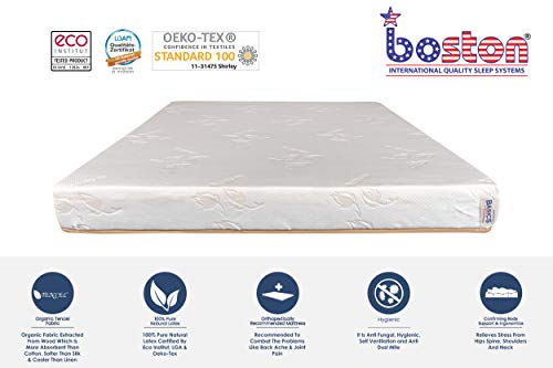 Image of Boston Verde Premium 6-Inch Orthopedic Organic Latex Mattress, King Size (75 x 70 x 6 Inch) - Graphite Infused Natural Latex with Sag-Safe Bodyflex Foam & Breathable Seroya Fabric