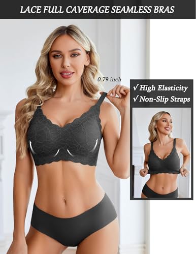 Avidlove Women's Seamless Bras Wireless Bra Full Coverage Lace Tshirt Everyday Bra S-3XL3