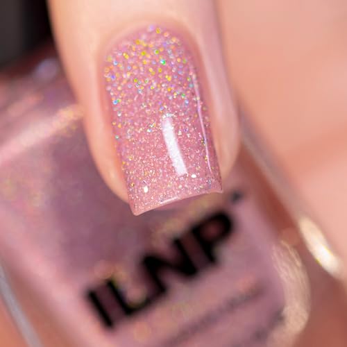 Image of ILNP Sweet Pea - Seashell Pink Holographic Jelly Nail Polish, Buildable Pink Sparkle Nail Polish, Non-Toxic, Vegan, Cruelty Free, Non Gel