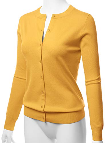 Image of LALABEE Women's Crew Neck Gem Button Long Sleeve Soft Knit Cardigan Sweater