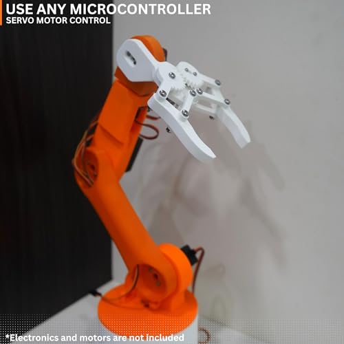 Image of Bench Robotics STEM Robot Arm Smartphone Controlled || Educational DIY Kit (3D Printed Parts) (Industrial Orange)