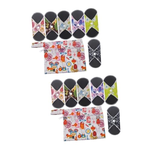 Didiseaon 2 Juegos 7 Piezas Compresas Menstruales Súper Absorbentes Almohadilla Térmica Portátil Revestimientos Diluvio Bragas Reutilizable Cara Redondas De Algodón Almohadilla De Remojo
