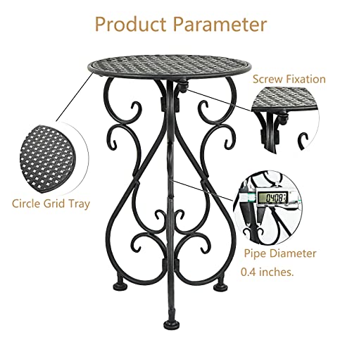 NAKUPE Metal Plant Stand, Heavy Duty Flower Pot Stand 17" Tall, Single Planter Holder for Indoor, Outdoor, Garden, Patio, Porch, Balcony, Home Decor, Black(1 Pack)