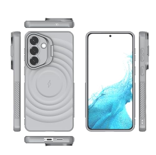 Image of LuxuryKase Shockproof Case for Samsung Galaxy S26 Plus | Ripple Pattern | Camera Protection | Inner Velvet Fabric Lining | Protective Cover with Enhanced Grip & Wireless Charging Support - Grey