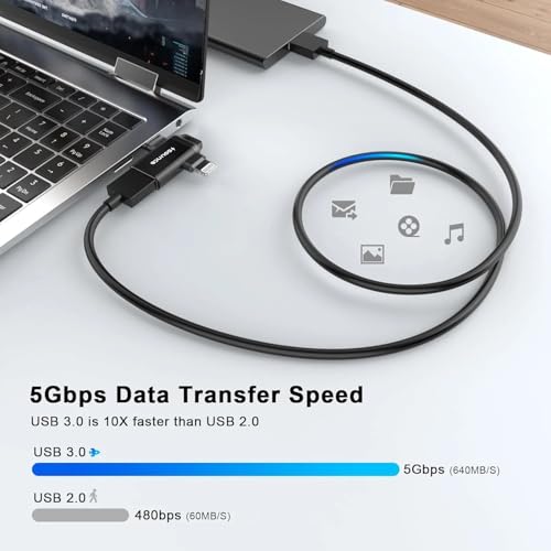 Image of Sounce USB 3.0 to Lightning Adapter Connector - Female to Male High-Speed Data Transfer Converter, OTG Cable for Multi-Device Sync & Charging