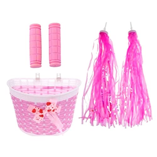 Cesta para bicicleta de niña y guantes con accesorios juego de 5 piezas rosas