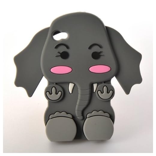 Generic Cute 3D Cartoon Elephant Silicone Case Cover Skin for iPhone 4 4S Gray