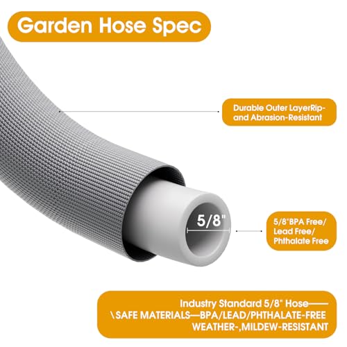Garden Hose 50 FT, Non-Expanding Water Hose, Ultra-Light & Flexible, Burst-Resistant, Kink-Free, High-Pressure Garden Hose All-Weather Use for Lawns, Gardens, and Outdoor Cleaning
