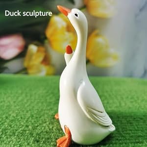 Duck Statue Home Decor Animal Figurine Cute Duck Decor Resin Sculptures Home Decor Shelf Accents Desk Statues for Table Living Room Bedroom Study Office and Indoors