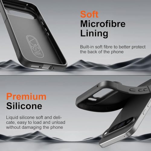 Image of ShieldTech AirGuard Series Back Cover Case for Google Pixel 10 Pro XL | Microfiber Lining | Airbag Cushion Drop Protection | Silicone Cover Case | Anti Slip Grip - Black for Google Pixel 10 Pro XL