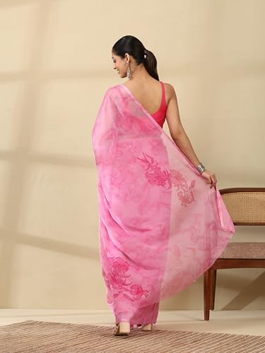 Image of Garden Vareli Floral Print Chiffon Saree