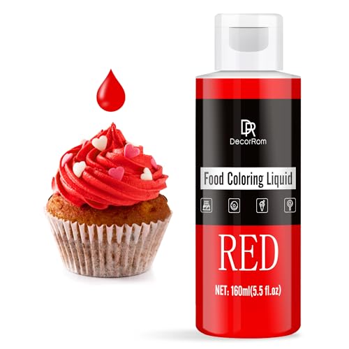 Colorante Alimentario - Colorante Alimenticio Líquido Concentrado para Pastel, Hornear, Glasear y Fondant - Tintes Alimentarios Insípido para Macarrón, Galletas, Limo, Manualidades DIY (Rojo, 160ml)