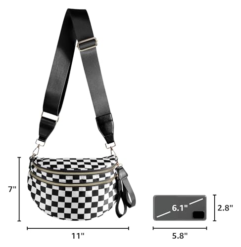 Image of FEIBOON Spacious Checkered Nylon Crossbody Bag Bum Bag Handbags Wallets for Women