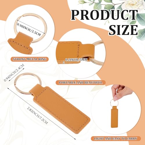 Image of Leather Key Fob Kit with Metal Rings, PU Leather Keychains Blank for Laser Engraving, DIY Craft Projects and Gift Making Supplies