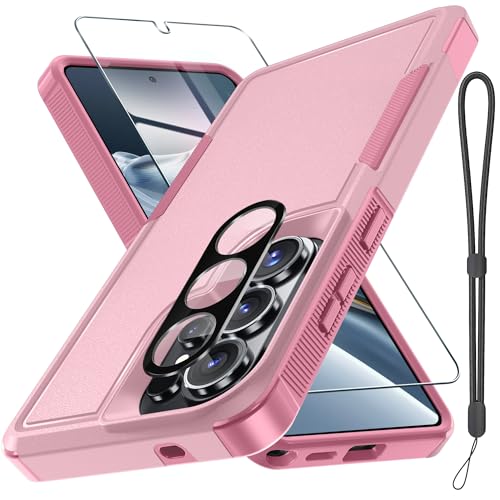 for Samsung Galaxy S26 Ultra Case with Screen Protector+Camera Lens Cover,Military Grade Heavy Duty Shockproof Phone Cover with Wrist Lanyard Strap for Samsung S26Ultra,Cute Pink by RMOCR - Used condition - US$10.39