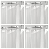 mDesign Plastic Transparent Shower Curtain Liner - Water-Resistant, PEVA, 3-Gauge, No Odor, Inner Shower Curtain Liner for Bathroom, Shower, and Tub - 4 Pack - White