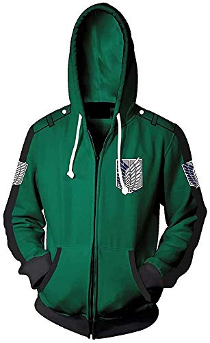 Bingchuan Attack on Titan Cosplay Sudadera con Capucha Chaqueta con Cremallera Sudadera...