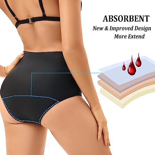 YELAIVP Period Swimwear Menstrual Leakproof Bikini Bottom V Cut High Waisted Swim Bottoms for Teens, Girls, Women4