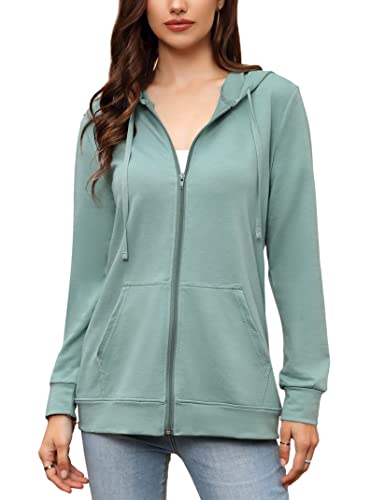 MISSKY Women's Casual Long Sleeve Zip up Jacket with Pockets Running Sweatshirts Jackets