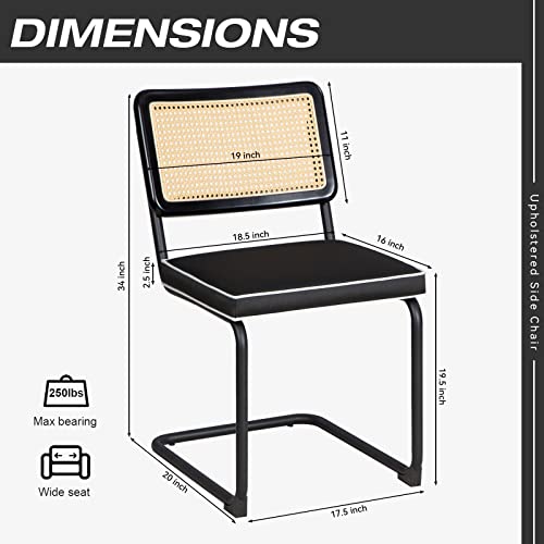 Meetleisure Patio Dining Chair Set Of 2 With Waterproof Design Fabric For Outdoor Mid-Century Modern Chairs With Metal Chrome Legs, Armless Mesh Back Cane Chairs, Home Dining Accent Chairs, Black #TOP1