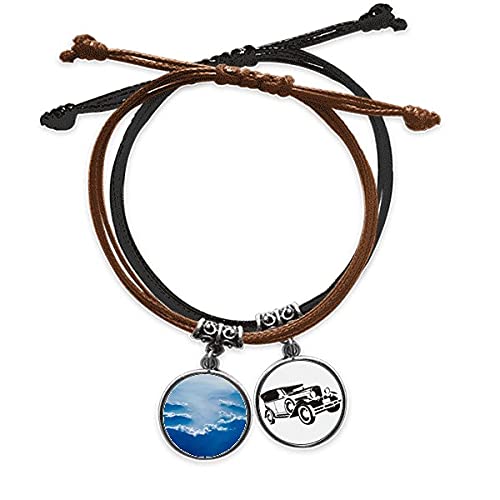 Bracelet corde main chaîne bracelet cuir minibus gris blanc pour homme et femme