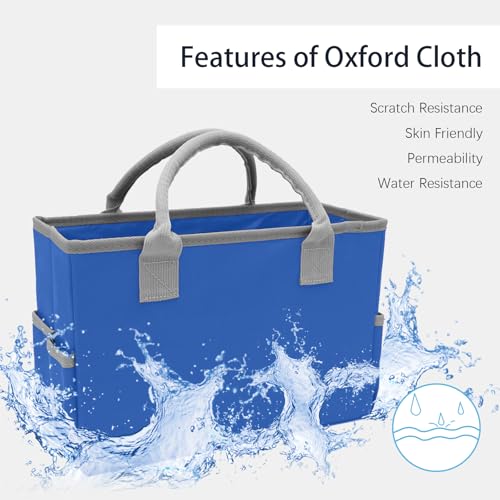 Image of Cupohus Art Organizer Craft Storage Tote Bag with Pockets and Hadles, Oxford Fabric Carrying Caddy for Teacher, Officer, Artist, Students, Traveler, and more - Blue with Grey Edge (Pack of 2)