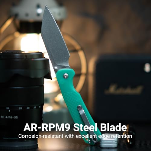 Image of CJRB Pyrite-Light EDC Knife, Thermochromic FRN Handle, Button Lock