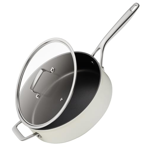 BLAZANT Schmorpfanne 28 cm mit Deckel, Induktionsfähige Bratpfanne mit Antihaftbeschichtung (PFOA-frei), Pfanne mit Deckel, Spülmaschinenfest & Backofenfest, 4.5L für alle Herdarten, Geschenk Küche