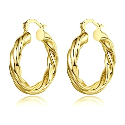 Yumay Jewellery 9ct Yellow Gold Filled Smooth Hoop Earrings for Women (30MM) Cover