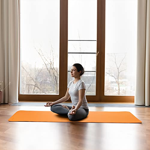 Image of Wakefit Yoga Mat 6mm Thickness - Double Color Reversible Antislip for Women /Men /Kids, Home, Gym and Outdoor Workout (Orange & Dark Grey)