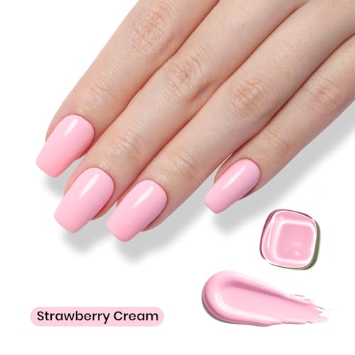Image of Beetles Pink Gel Polish - Strawberry Cream 15ML /0.51Fl Oz, Light Pink Gel Nail Polish, Color-Matched Bottle, Soak-Off UV LED, Long-Lasting Holiday & Summer Nails Art for DIY Beginners & Salon Pros