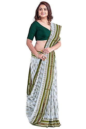 FLOWRINA Odisha Sambalpuri Handloom Ikat Women's Cotton Saree, Ik...