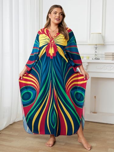 Image of Kaftan Dress for Women - Plus Size Caftan Maxi Beach Dress Moo Moos Loungewear, Swimsuit Cover Up for Beach, Pool or Vacation