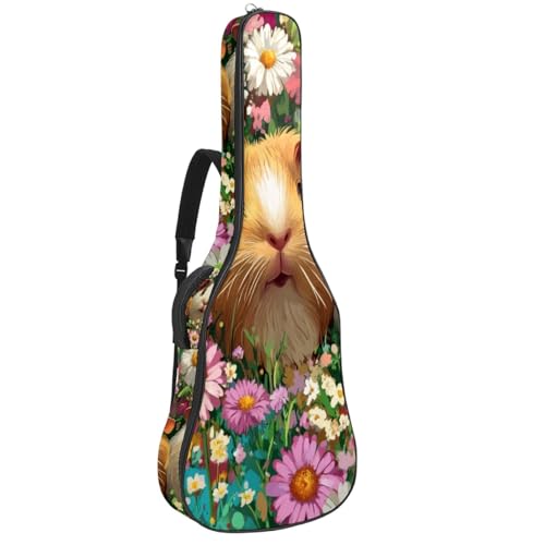 Housse guitare motif cochon d'inde idée cadeau étui souple 109 cm sac à dos étanche
