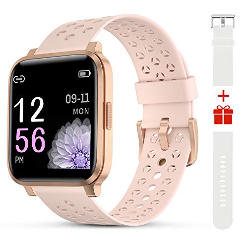Smartwatch Mujer, Pantalla Táctil Completa Reloj Fitness Tracker Impermeable con Frecuencia Cardíaca Monitor de Sueño Podómetro Notificación de Llamada SMS Reloj Inteligente para Android iPhone