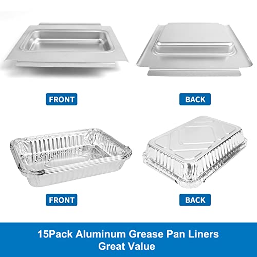 Image of Uniflasy 80580 Catch Pan for Weber Q200 Q300 Q220 Q240 Q2000 Q2200 Q320 Grill, Drip Tray for Weber Q200 /Q300 Series Grill with 6415 Aluminum Liner Replacement, 15 Pack