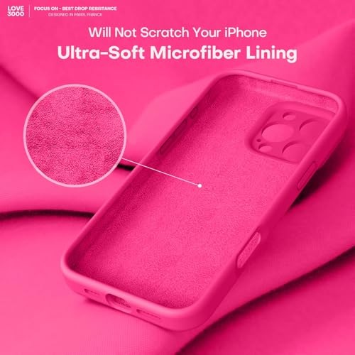 Image of LOVE 3000 Designed for iPhone 16 Pro Case, Premium Silicone with [Soft Anti-Scratch Microfiber Lining] Shockproof Protective Phone Case for Men Women Girls 6.3 inch, Hot Pink