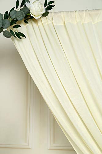 Sherway 2 Panels 4.8 Feet X 10 Feet Ivory Thick Satin Backdrop Drapes, Non-Transparent Soft Window Curtains For Wedding Party Ceremony Stage Décor #TOP6