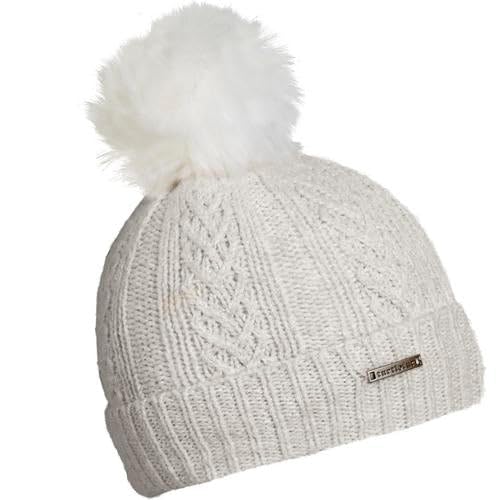 Turtle Fur Womens Recycled Polyester Blend Pom Beanie Winter Hat Lindsey - Pearl - One Size