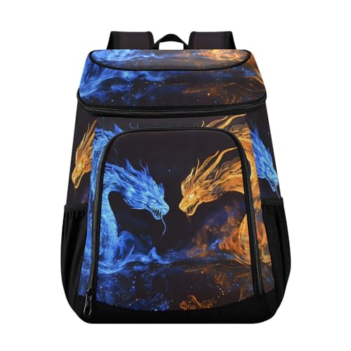 Funny Dragon Orange Dragon Cooler Backpack Cooler Insulated Leak Proof Lunch Backpack 36 Cans Waterproof Soft for Men Women Picnic Hiking Camping Beach