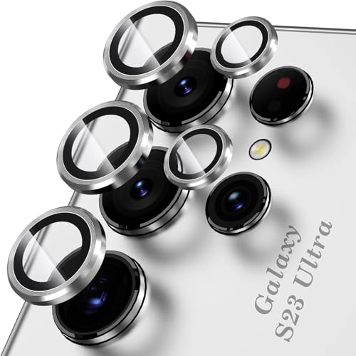 Image of JGD PRODUCTS Premium Camera Lens Protector Compatible For Samsung Galaxy S23 Ultra 5G (Silver) Camera Lens Protector - 9H Tempered Glass, Military-Grade Anti-Scratch, Case-Friendly, Easy Install Frame