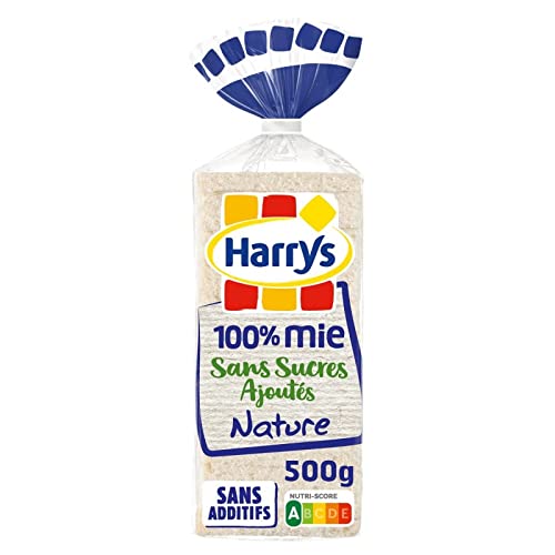 HARRYS - Pain De Mie Sans Sucres Ajoutés Sans Croûte 100% Mie Nature 500G - Lot De 4 - Vendu Par Lot
